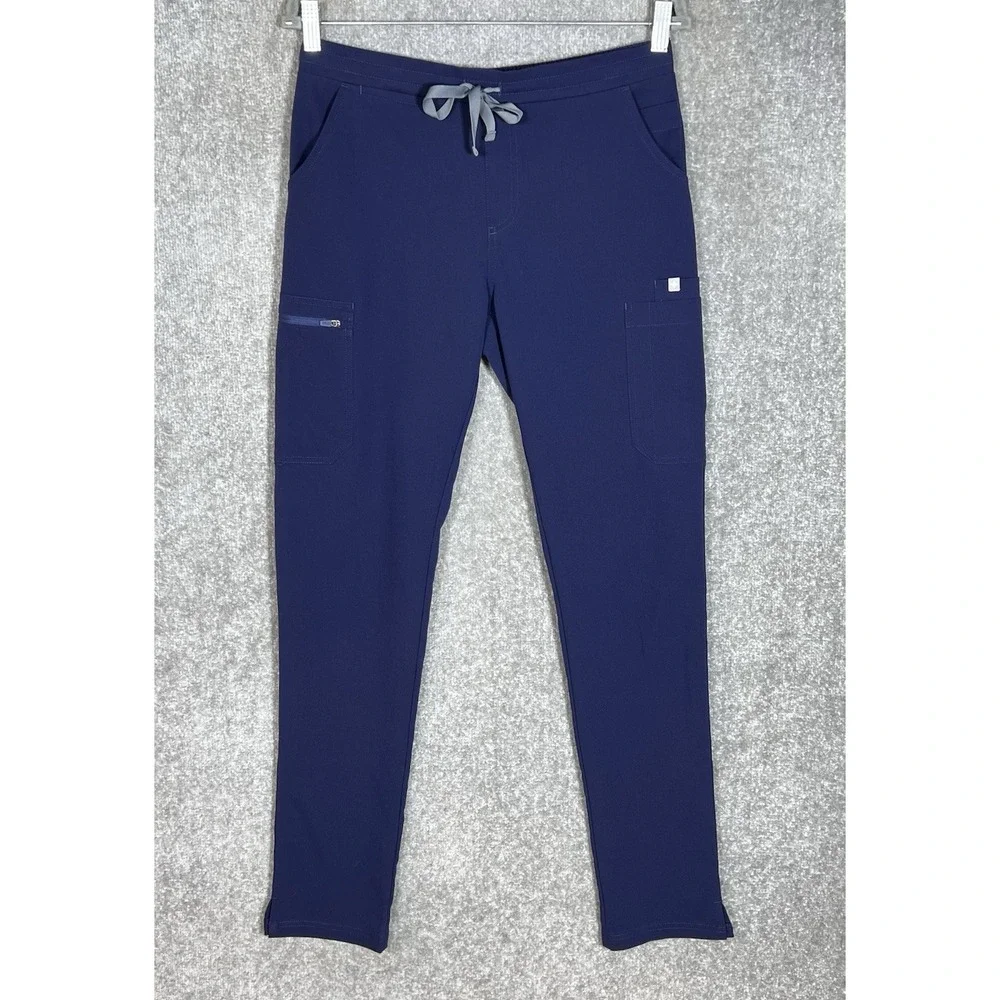 Figs Technical Yola High Rise Slim Scrub Pants Womens Sz Small Tall Blue Pockets